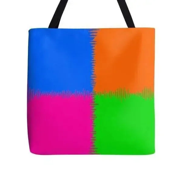 Tote Bags-QUARTERS Tote Bags-Orange & Fuchsia & Blue & Green-from COLORADDICTED.COM-