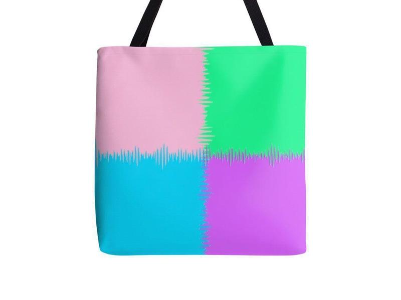 Tote Bags-QUARTERS Tote Bags-Pink &amp; Light Blue &amp; Light Green &amp; Light Purple-from COLORADDICTED.COM-