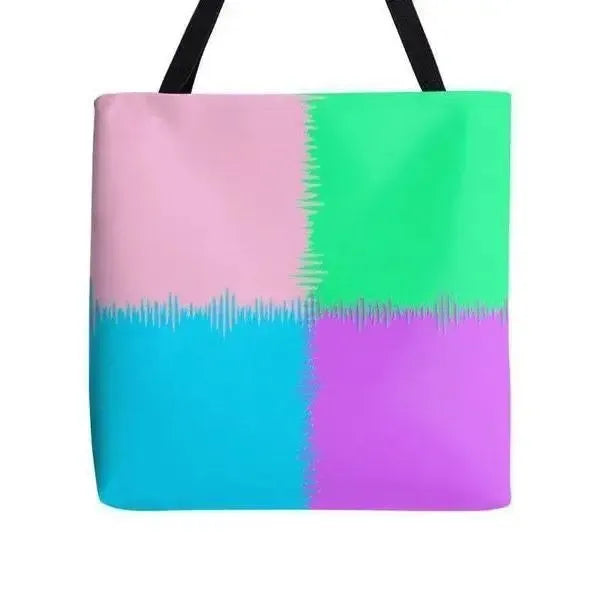 Tote Bags-QUARTERS Tote Bags-Pink & Light Blue & Light Green & Light Purple-from COLORADDICTED.COM-