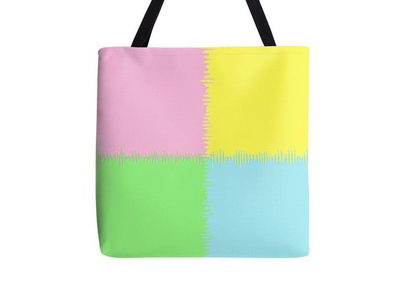 Tote Bags-QUARTERS Tote Bags-Pink &amp; Light Blue &amp; Light Green &amp; Light Yellow-from COLORADDICTED.COM-