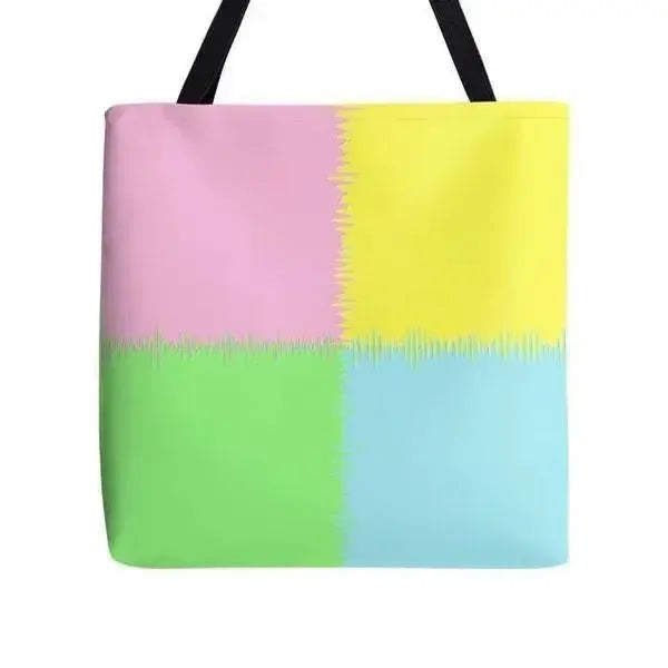 Tote Bags-QUARTERS Tote Bags-Pink & Light Blue & Light Green & Light Yellow-from COLORADDICTED.COM-