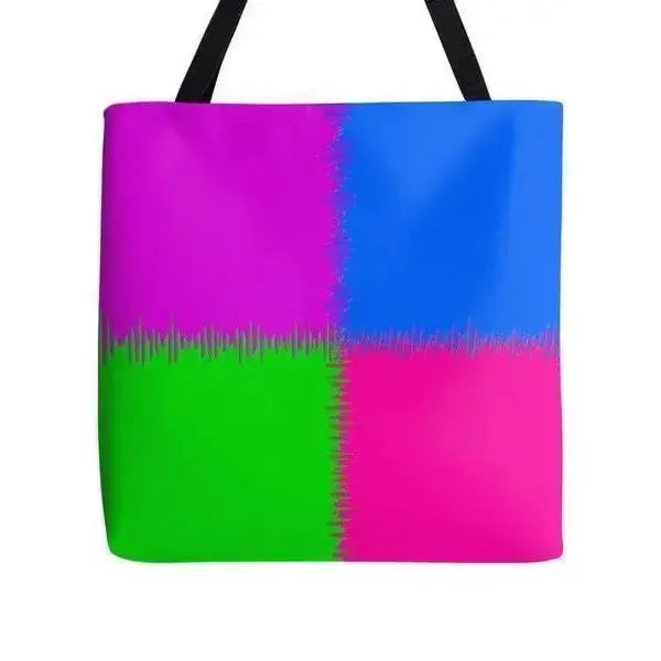 Tote Bags-QUARTERS Tote Bags-Purple & Fuchsia & Blue & Green-from COLORADDICTED.COM-