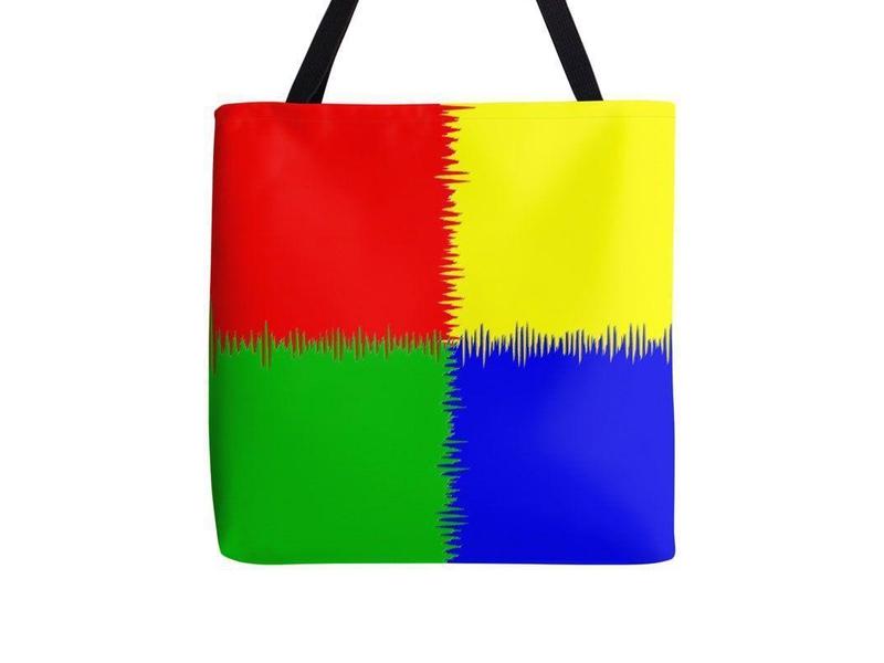 Tote Bags-QUARTERS Tote Bags-Red &amp; Blue &amp; Green &amp; Yellow-from COLORADDICTED.COM-