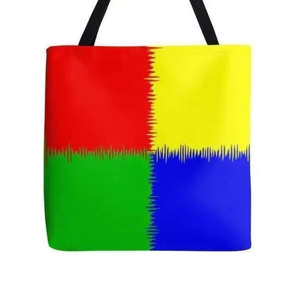 Tote Bags-QUARTERS Tote Bags-Red & Blue & Green & Yellow-from COLORADDICTED.COM-