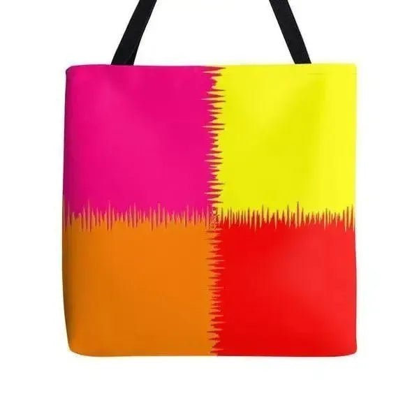 Tote Bags-QUARTERS Tote Bags-Red & Orange & Fuchsia & Yellow-from COLORADDICTED.COM-