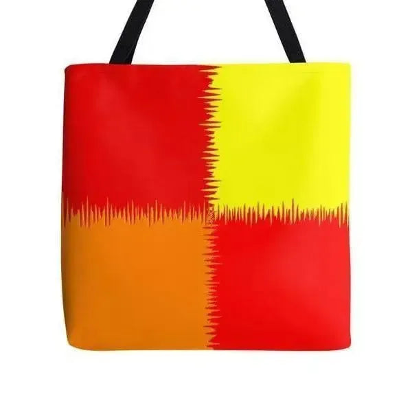 Tote Bags-QUARTERS Tote Bags-Reds & Orange & Yellow-from COLORADDICTED.COM-