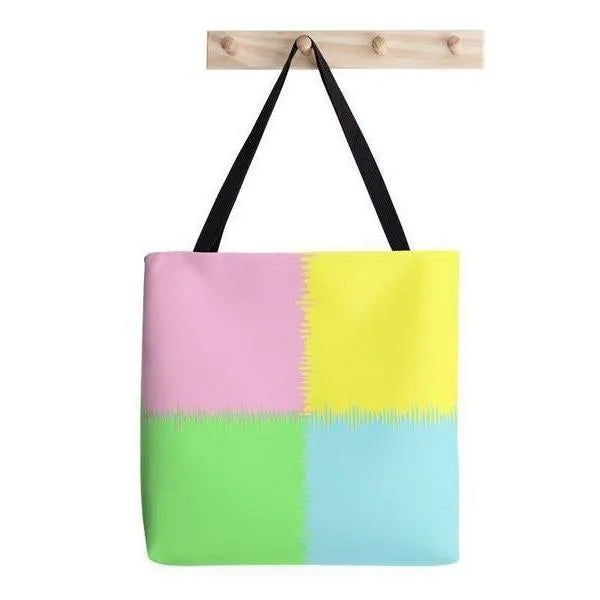 Tote Bags-QUARTERS Tote Bags-Pink & Light Blue & Light Green & Light Yellow-from COLORADDICTED.COM-