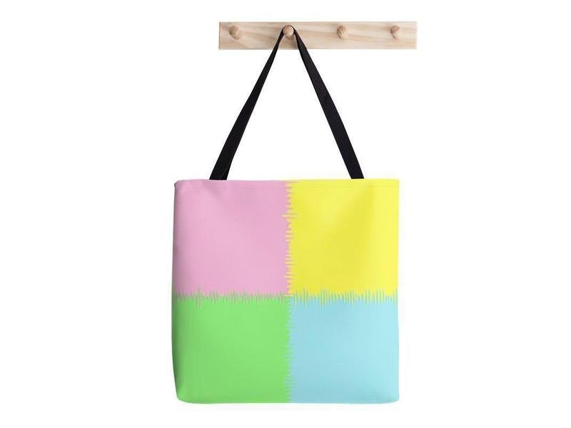 Tote Bags-QUARTERS Tote Bags-Pink & Light Blue & Light Green & Light Yellow-from COLORADDICTED.COM-