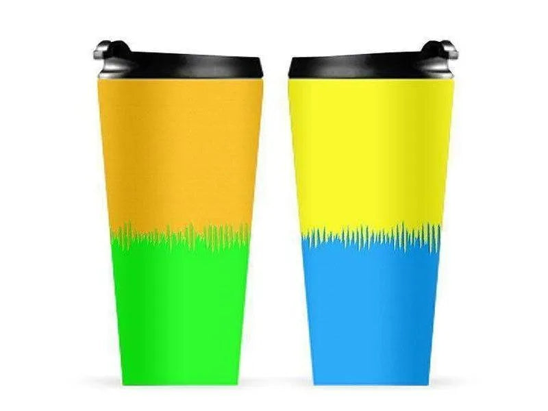 Travel Mugs-QUARTERS Travel Mugs-Orange & Blue & Green & Yellow-from COLORADDICTED.COM-
