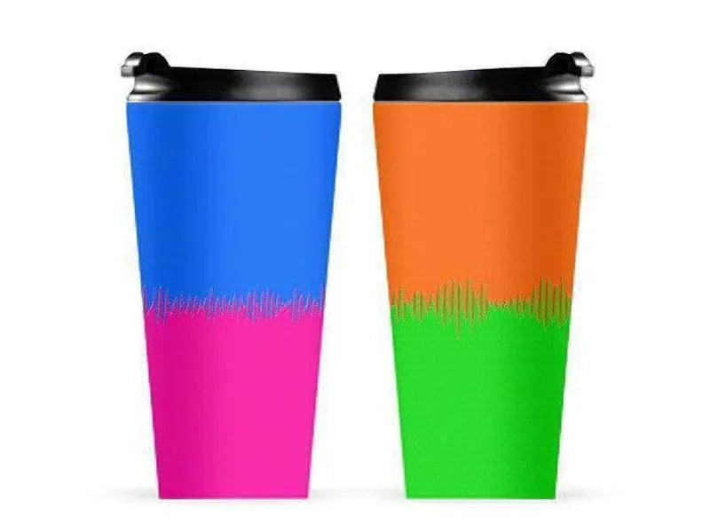 Travel Mugs-QUARTERS Travel Mugs-Orange & Fuchsia & Blue & Green-from COLORADDICTED.COM-