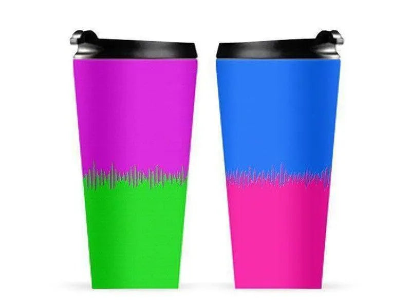 Travel Mugs-QUARTERS Travel Mugs-Purple & Fuchsia & Blue & Green-from COLORADDICTED.COM-