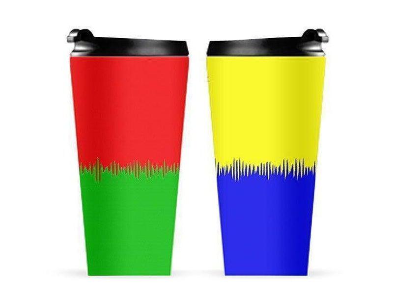 Travel Mugs-QUARTERS Travel Mugs-Red &amp; Blue &amp; Green &amp; Yellow-from COLORADDICTED.COM-