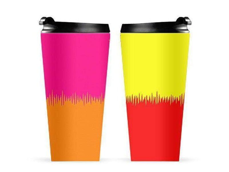 Travel Mugs-QUARTERS Travel Mugs-Red &amp; Orange &amp; Fuchsia &amp; Yellow-from COLORADDICTED.COM-
