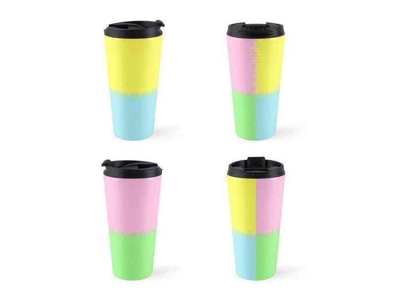 Travel Mugs-QUARTERS Travel Mugs-Pink & Light Blue & Light Green & Light Yellow-from COLORADDICTED.COM-