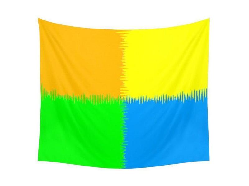 Wall Tapestries-QUARTERS Wall Tapestries-Orange &amp; Blue &amp; Green &amp; Yellow-from COLORADDICTED.COM-