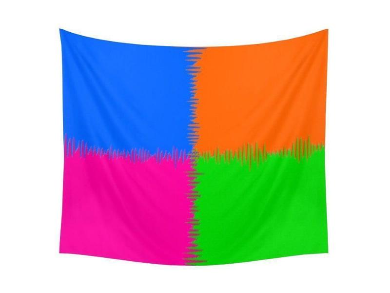 Wall Tapestries-QUARTERS Wall Tapestries-Orange &amp; Fuchsia &amp; Blue &amp; Green-from COLORADDICTED.COM-