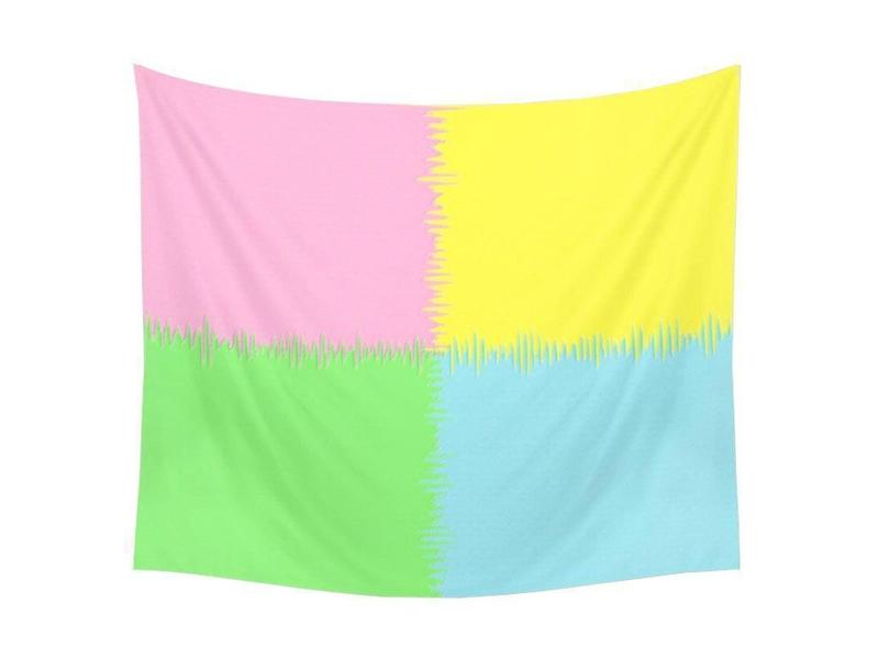 Wall Tapestries-QUARTERS Wall Tapestries-Pink &amp; Light Blue &amp; Light Green &amp; Light Yellow-from COLORADDICTED.COM-