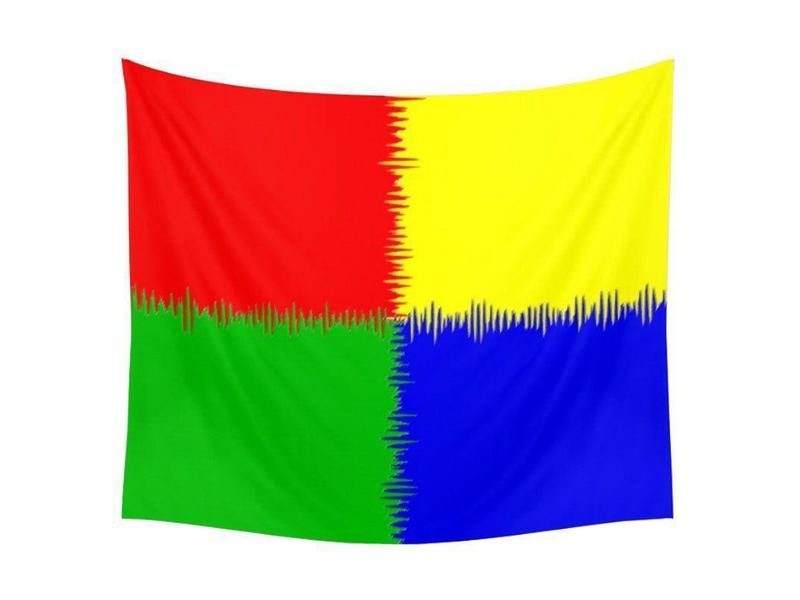 Wall Tapestries-QUARTERS Wall Tapestries-Red &amp; Blue &amp; Green &amp; Yellow-from COLORADDICTED.COM-