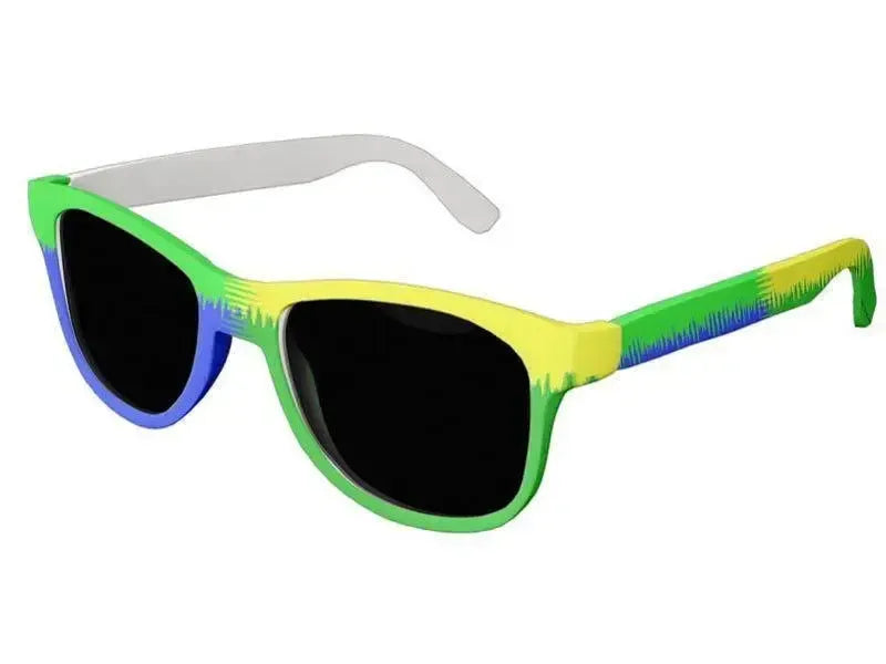 Wayfarer Sunglasses-QUARTERS Wayfarer Sunglasses (white background)-Blue, Greens & Yellow-from COLORADDICTED.COM-