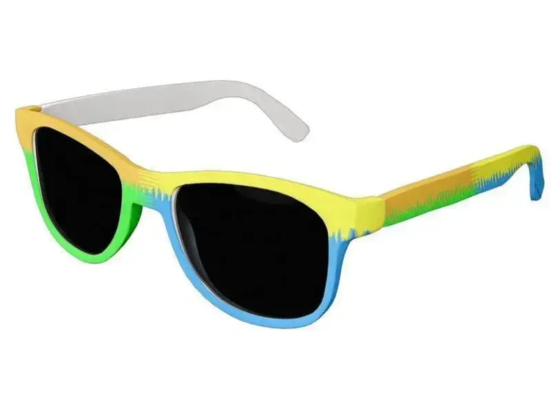 Wayfarer Sunglasses-QUARTERS Wayfarer Sunglasses (white background)-Orange, Blue, Green & Yellow-from COLORADDICTED.COM-