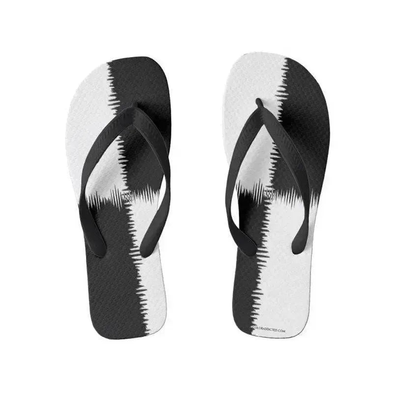 Flip Flops-QUARTERS Wide-Strap Flip Flops-Black & White-from COLORADDICTED.COM-
