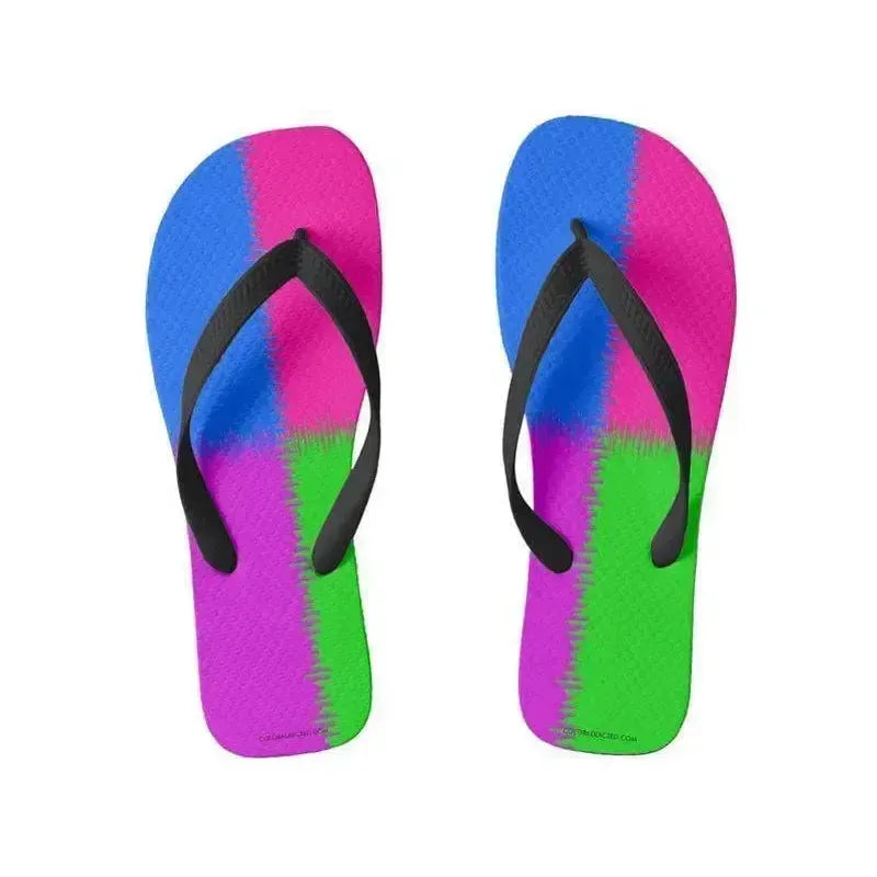 Flip Flops-QUARTERS Wide-Strap Flip Flops-Purple & Fuchsia & Blue & Green-from COLORADDICTED.COM-