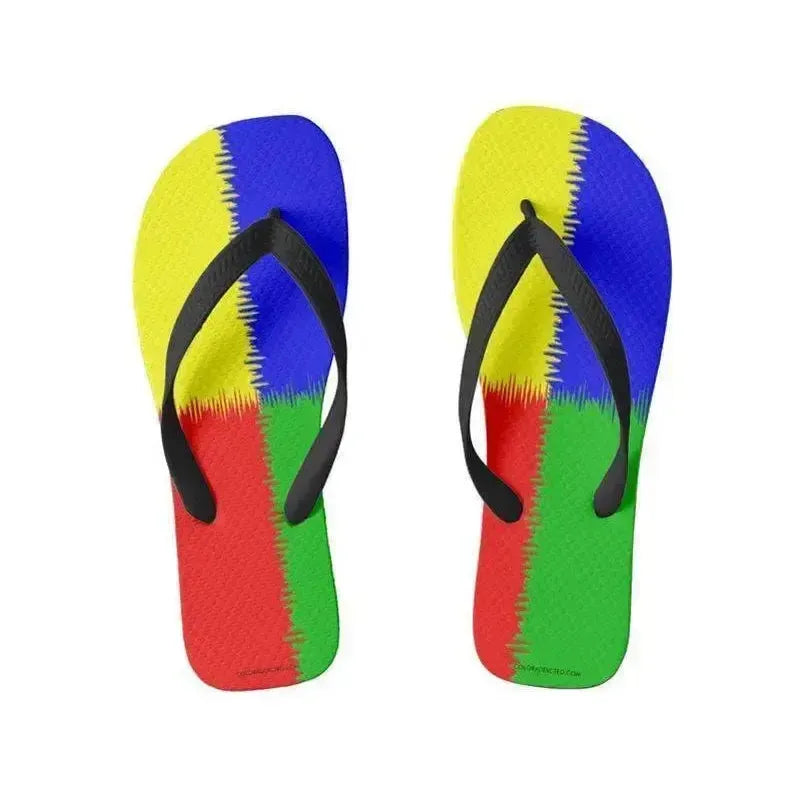 Flip Flops-QUARTERS Wide-Strap Flip Flops-Red & Blue & Green & Yellow-from COLORADDICTED.COM-