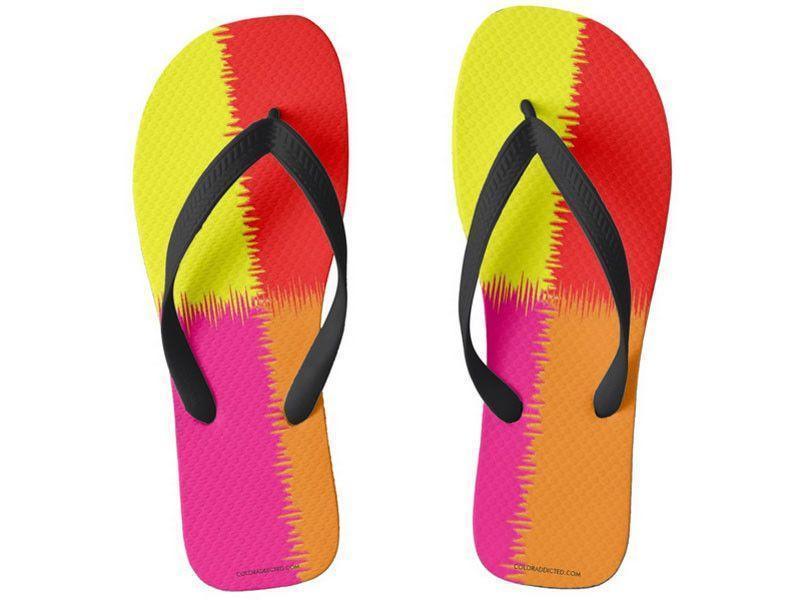 Flip Flops-QUARTERS Wide-Strap Flip Flops-Red &amp; Orange &amp; Fuchsia &amp; Yellow-from COLORADDICTED.COM-