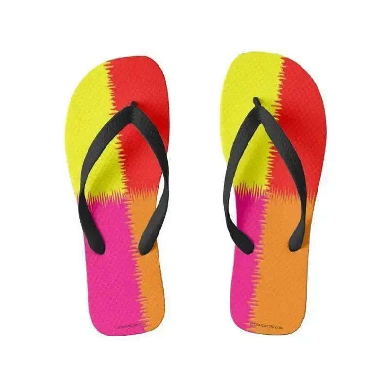 Flip Flops-QUARTERS Wide-Strap Flip Flops-Red & Orange & Fuchsia & Yellow-from COLORADDICTED.COM-