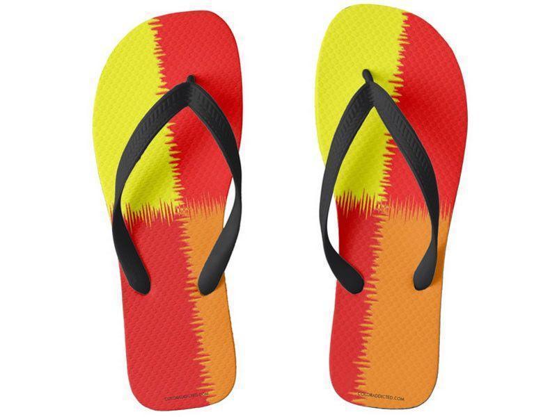 Flip Flops-QUARTERS Wide-Strap Flip Flops-Reds &amp; Orange &amp; Yellow-from COLORADDICTED.COM-