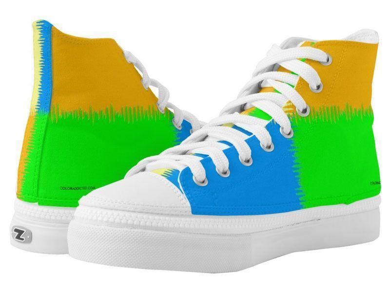 ZipZ High-Top Sneakers-QUARTERS ZipZ High-Top Sneakers-Orange &amp; Blue &amp; Green &amp; Yellow-from COLORADDICTED.COM-