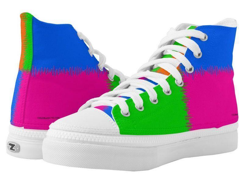 ZipZ High-Top Sneakers-QUARTERS ZipZ High-Top Sneakers-Orange &amp; Fuchsia &amp; Blue &amp; Green-from COLORADDICTED.COM-