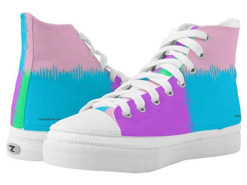 ZipZ High-Top Sneakers-QUARTERS ZipZ High-Top Sneakers-Pink &amp; Light Blue &amp; Light Green &amp; Light Purple-from COLORADDICTED.COM-