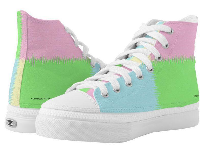 ZipZ High-Top Sneakers-QUARTERS ZipZ High-Top Sneakers-Pink &amp; Light Blue &amp; Light Green &amp; Light Yellow-from COLORADDICTED.COM-