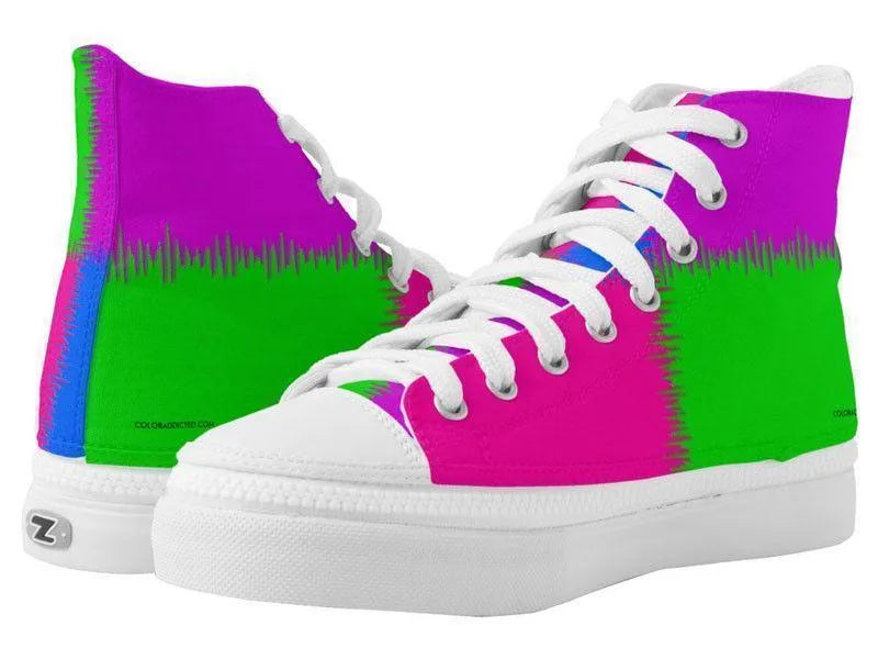 ZipZ High-Top Sneakers-QUARTERS ZipZ High-Top Sneakers-Purple &amp; Fuchsia &amp; Blue &amp; Green-from COLORADDICTED.COM-