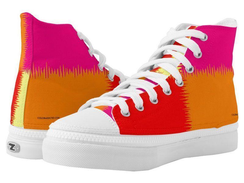 ZipZ High-Top Sneakers-QUARTERS ZipZ High-Top Sneakers-Red &amp; Orange &amp; Fuchsia &amp; Yellow-from COLORADDICTED.COM-