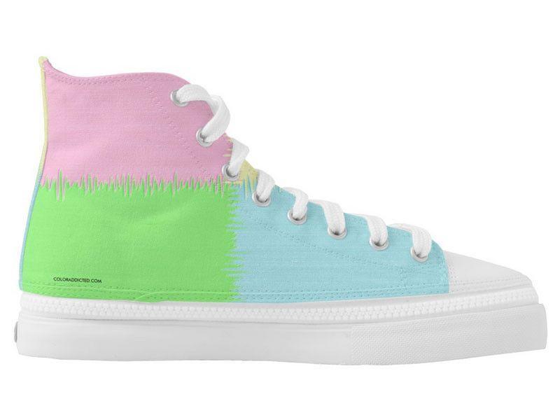 ZipZ High-Top Sneakers-QUARTERS ZipZ High-Top Sneakers-Pink & Light Blue & Light Green & Light Yellow-from COLORADDICTED.COM-