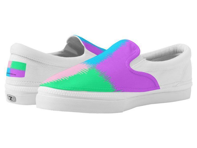 ZipZ Slip-On Sneakers-QUARTERS ZipZ Slip-On Sneakers-Pink &amp; Light Blue &amp; Light Green &amp; Light Purple-from COLORADDICTED.COM-