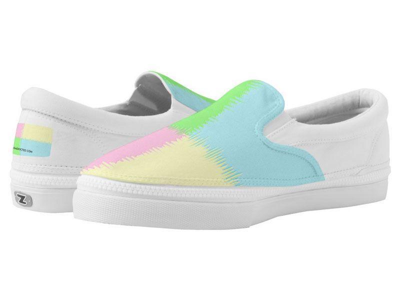 ZipZ Slip-On Sneakers-QUARTERS ZipZ Slip-On Sneakers-Pink &amp; Light Blue &amp; Light Green &amp; Light Yellow-from COLORADDICTED.COM-
