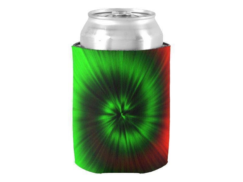Can Cooler Sleeves – Can Koozies-TIE DYE Bottle &amp; Can Cooler Sleeves – Bottle &amp; Can Koozies-Greens &amp; Reds-from COLORADDICTED.COM-