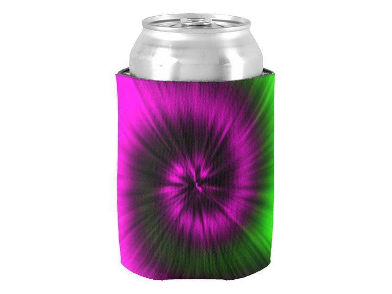 Can Cooler Sleeves – Can Koozies-TIE DYE Bottle &amp; Can Cooler Sleeves – Bottle &amp; Can Koozies-Magentas &amp; Greens-from COLORADDICTED.COM-