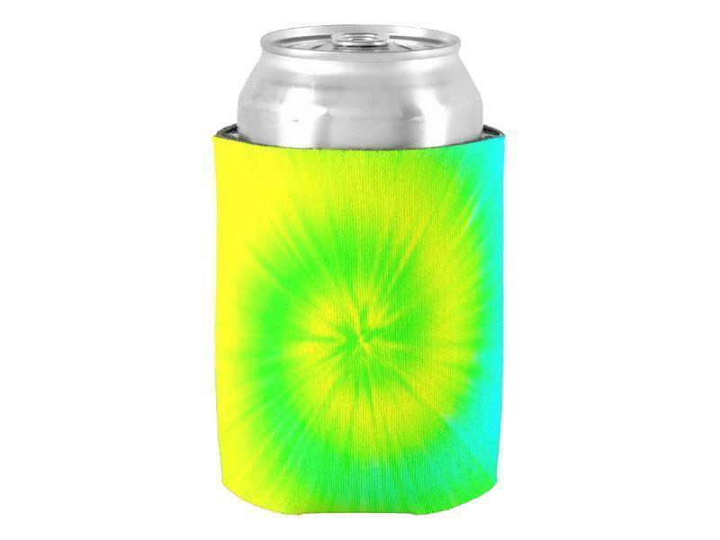 Can Cooler Sleeves – Can Koozies-TIE DYE Bottle &amp; Can Cooler Sleeves – Bottle &amp; Can Koozies-Yellows &amp; Greens &amp; Turquoise-from COLORADDICTED.COM-
