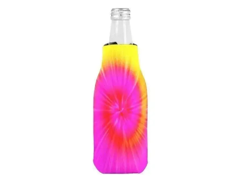 Bottle Cooler Sleeves – Bottle Koozies-TIE DYE Bottle Cooler Sleeves – Bottle Koozies-Fuchsias & Magentas & Reds & Oranges & Yellows-from COLORADDICTED.COM-