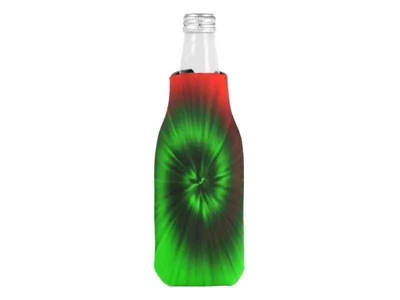 Bottle Cooler Sleeves – Bottle Koozies-TIE DYE Bottle Cooler Sleeves – Bottle Koozies-Greens & Reds-from COLORADDICTED.COM-