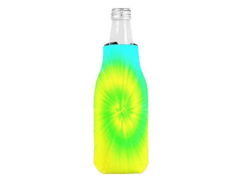 Bottle Cooler Sleeves – Bottle Koozies-TIE DYE Bottle Cooler Sleeves – Bottle Koozies-Yellows &amp; Greens &amp; Turquoise-from COLORADDICTED.COM-