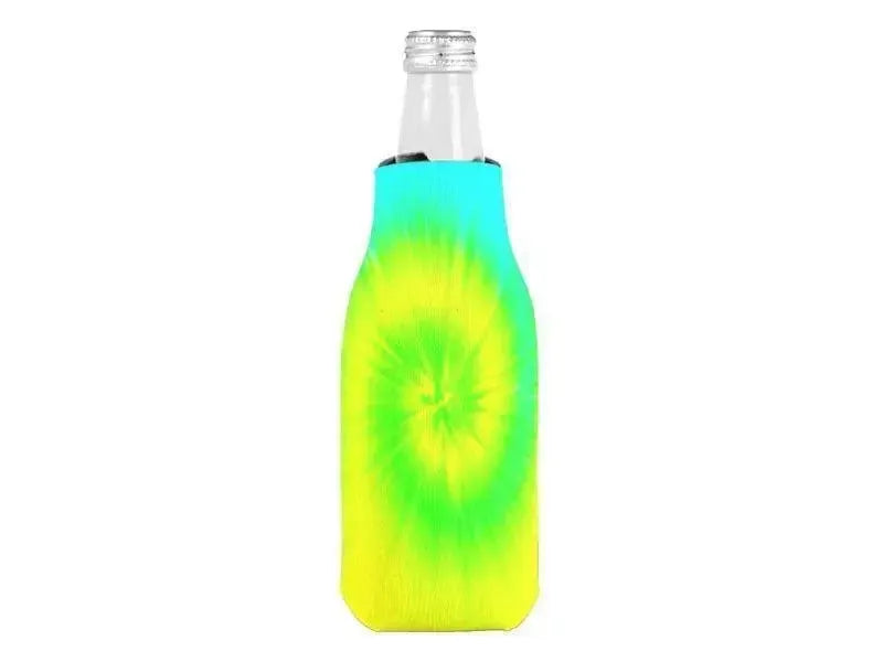 Bottle Cooler Sleeves – Bottle Koozies-TIE DYE Bottle Cooler Sleeves – Bottle Koozies-Yellows & Greens & Turquoise-from COLORADDICTED.COM-