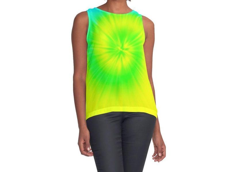 Contrast Tanks-TIE DYE Contrast Tanks-Yellows &amp; Greens &amp; Turquoise-from COLORADDICTED.COM-