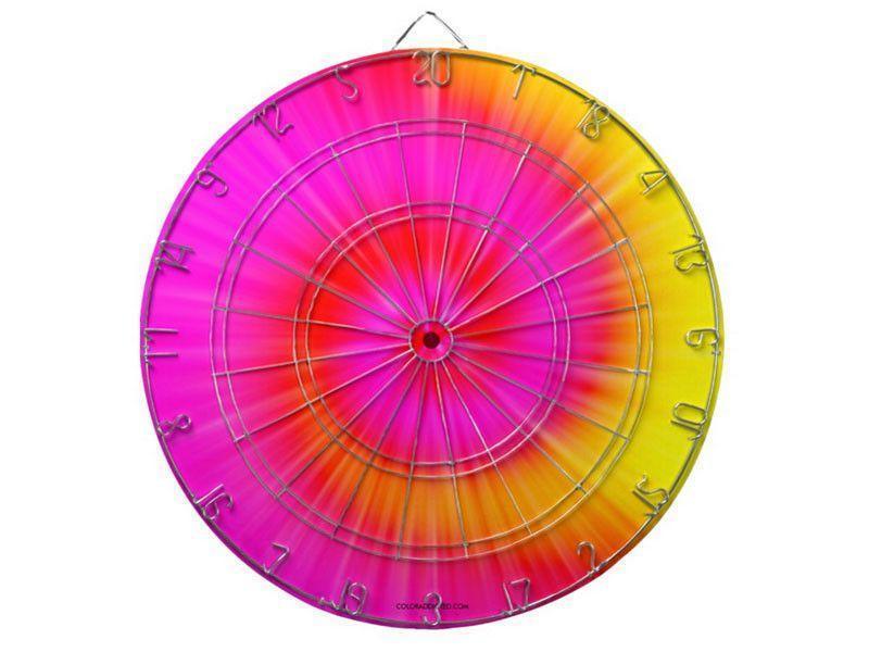 Dartboards-TIE DYE Dartboards (includes 6 Darts)-Fuchsias &amp; Magentas &amp; Reds &amp; Oranges &amp; Yellows-from COLORADDICTED.COM-