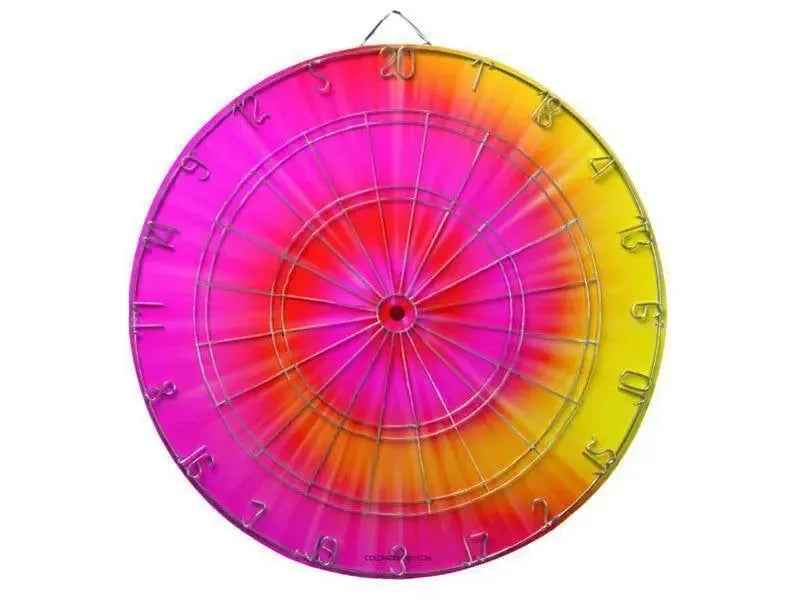 Dartboards-TIE DYE Dartboards (includes 6 Darts)-Fuchsias & Magentas & Reds & Oranges & Yellows-from COLORADDICTED.COM-