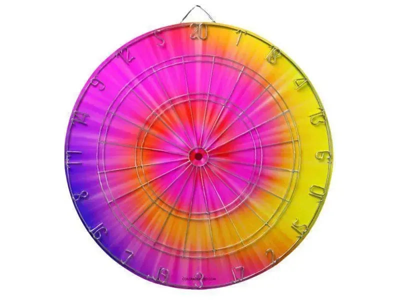 Dartboards-TIE DYE Dartboards (includes 6 Darts)-Rainbow Colors-from COLORADDICTED.COM-